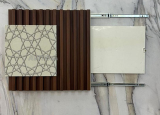 Cache disjoncteur en bardage PVC et céramique