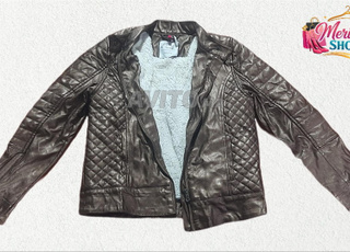 Veste en cuir doublée, chaude et confortable - Taille M/L