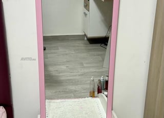 Coiffeuse miroir enfant rose et blanche