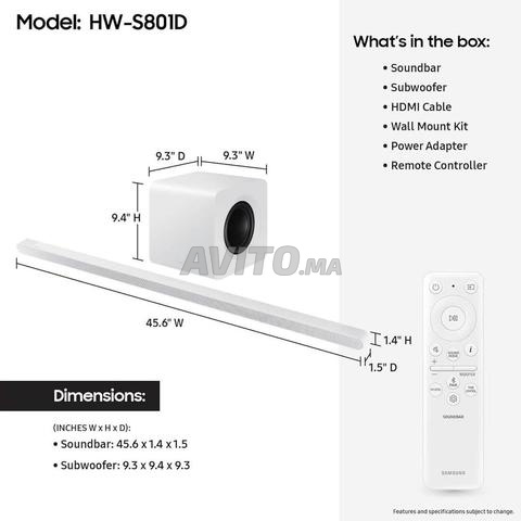 مكبر صوت SAMSUNG HW-S801D توصيل منزلي