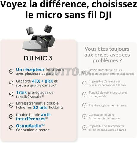 DJI Mic 3 (1 TX1 RX)، ميكروفون ربطة عنق لاسلكي