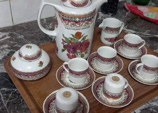 service à café décor à la main Limoge