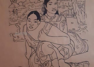 Chef-d'œuvre artistique antique encre noire sans cadre