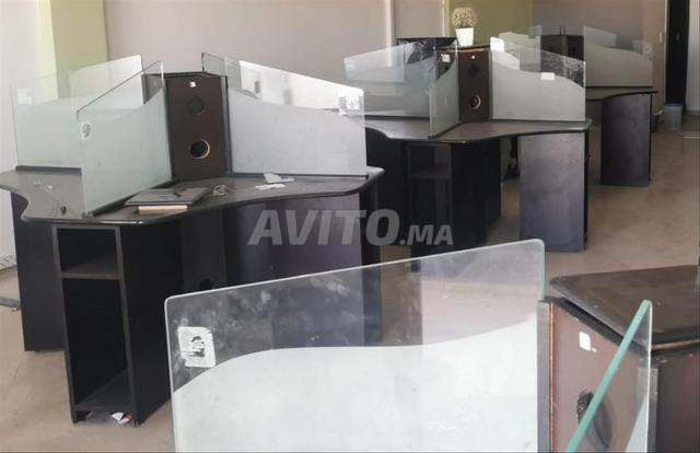 حيز عمل مكتبي "Marguerite" 4 مقاعد (خشب وزجاج)