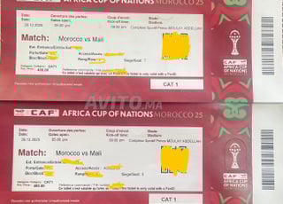  2 tickets maroc vs mati cat 1