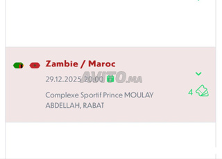 Ticket Maroc 🇲🇦 vs 🇿🇲 Zambie GAT 3 (CURVA) PRIX FIXE
