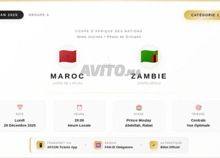 1 ticket Maroc vs Zambie Catégorie 1