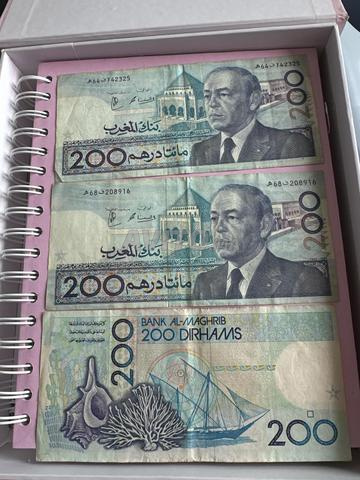 3 Billet de 200dh Hassan II 1987