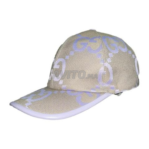 قبعة غوتشي بشعار GG كبير بيج/ليلكي