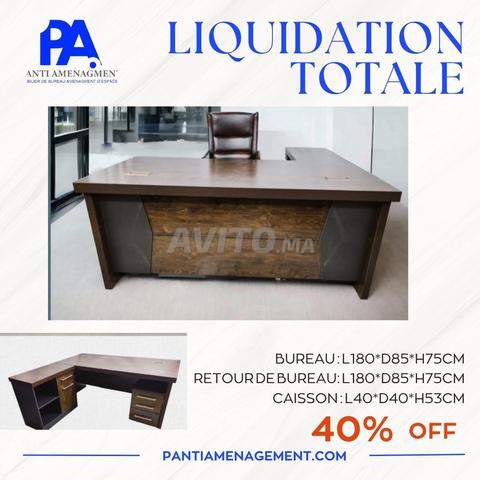 مكتب خشبي مع زاوية وخزانة - 2