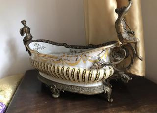 Jardinière bronze et porcelaine