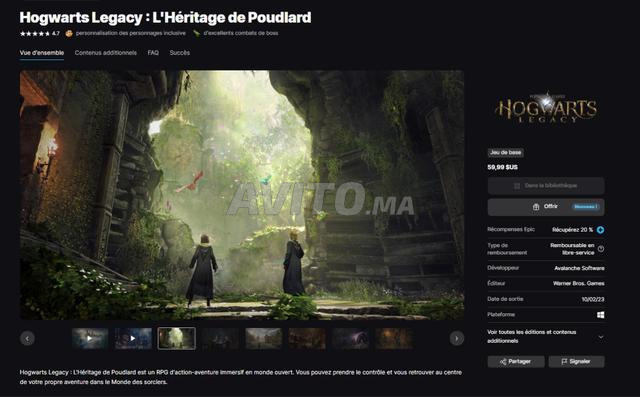 Compte HOGWARTS LEGACY avec Gmail