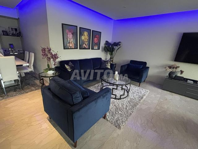 Salon bleu en velour 5 a 6 places