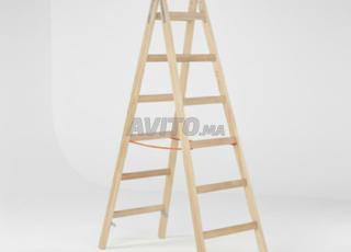 Échelle en bois double, robuste et pratique - salom khchab mdouble