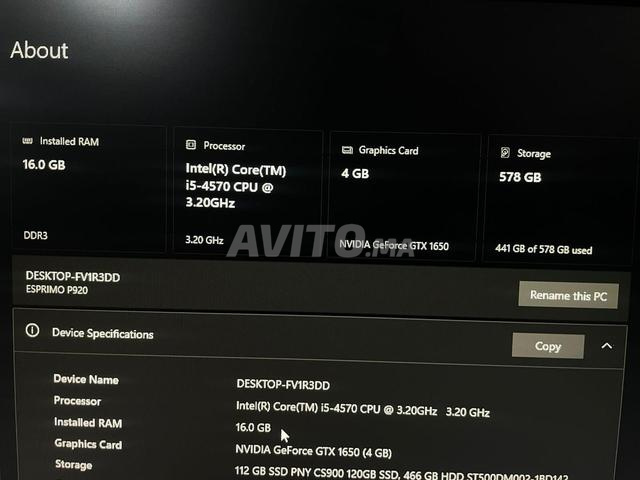 PC Gaming GTX 1650 4GB i5 16GB RAM Écrans - 2