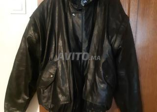 Veste cuir Vintage avec manches amovibles (M).