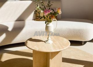 Table d’appoint ronde en marbre Travertin