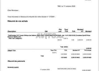 Ticket demi final can STADE MOULAY ABDELLAH