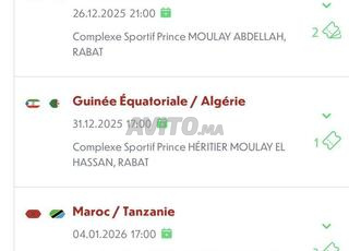Tickets catégorie 3 finale coupe d'Afrique Maroc/Egypte