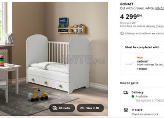 سرير أطفال قابل للتطوير Ikea موديل GONATT
