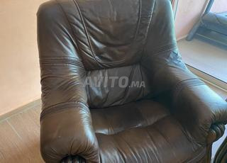 Fauteuils en cuir marron véritable
