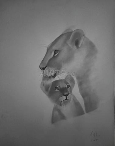 لوحات أصلية رسم بقلم الرصاص على ورق 65/50 سم