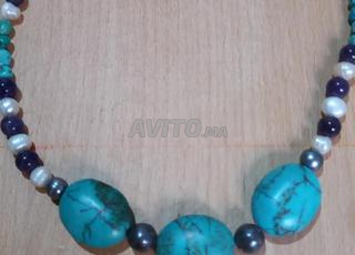 Collier très ancien en perles naturelles et turquoise