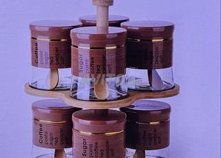 طاقم توابل زجاجي متكون من 8 قطع