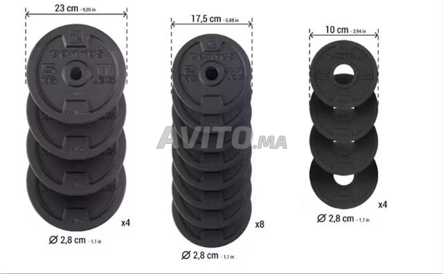 طقم دمبل ، مقعد تمارين و 3 قضبان