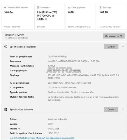 PC GAMER HP Z240 Intel Core i7-7700 - 2