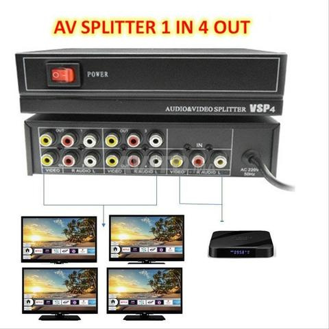 موزع AV 4 RCA صوت وفيديو 1 مدخل 4 مخرج