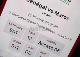 2 tickets CAT 1 tickets Maroc vs Sénégal