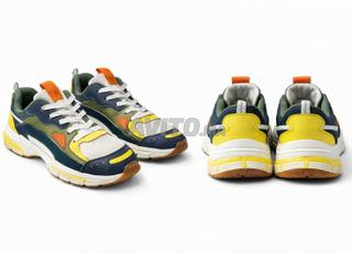 Zara Chunky Sneakers – Vert / Jaune / Bleu