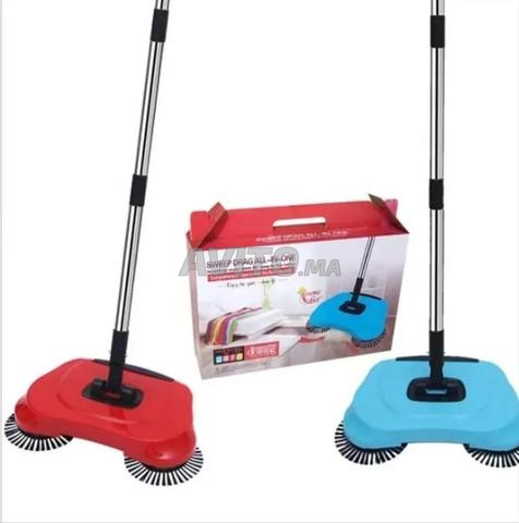 مكنسة دوارة يدوية بلا كهرباء ، 3 في 1 تنظيف سريع