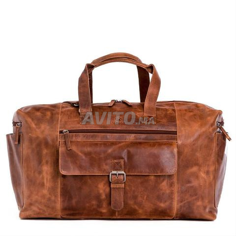 حقيبة سفر جلد طبيعي، رياضية، للكمبيوتر المحمول.