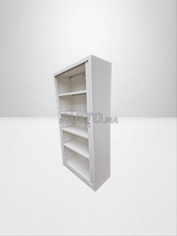 Armoire haute blanche métallique 100x200 à rideau