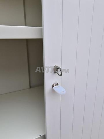 Armoire haute blanche métallique 100x200 à rideau