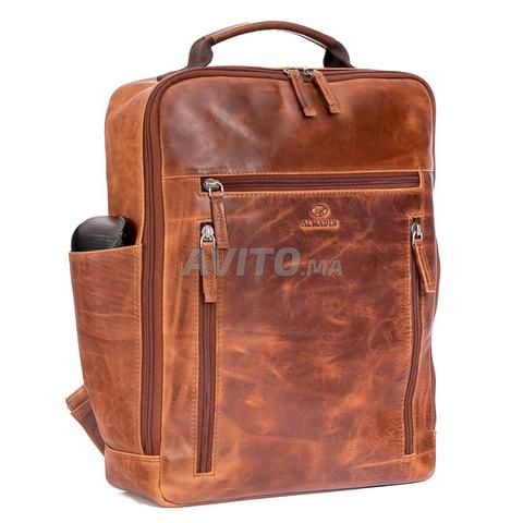 Sac à dos cuir véritable cartable PC portable - 2