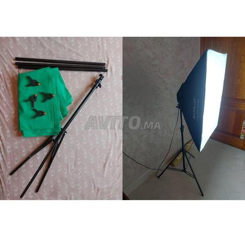 Kit Studio Photo/Vidéo (2 Softbox - Fond Vert 2m)