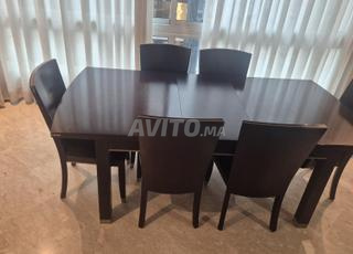 طاولة طعام قابلة للتمديد 2 متر و 6 كراسي