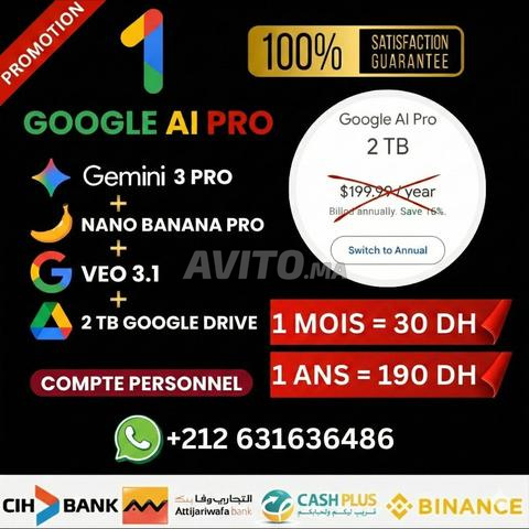 Compte Gemini 3 Pro & Nano Banana & Google veo