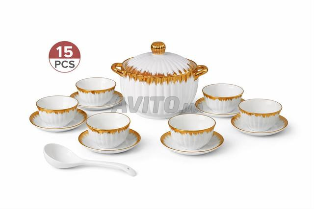 طقم شوربة 15 قطعة من البورسلين