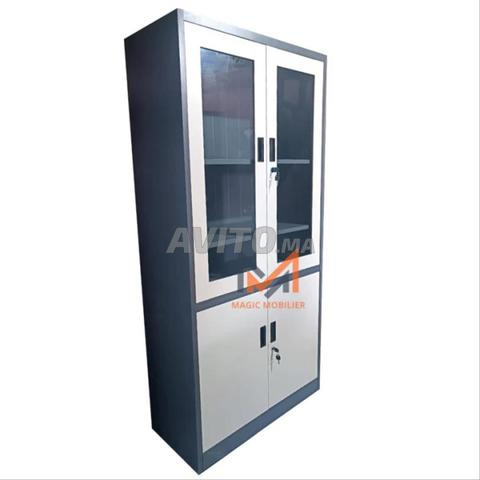 Armoire métallique haute semi vitrées avec 2portes