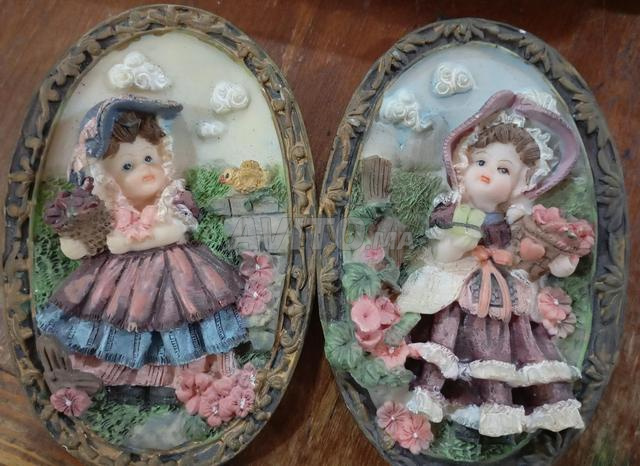 2 plaques murales ovales décoratives Vintage