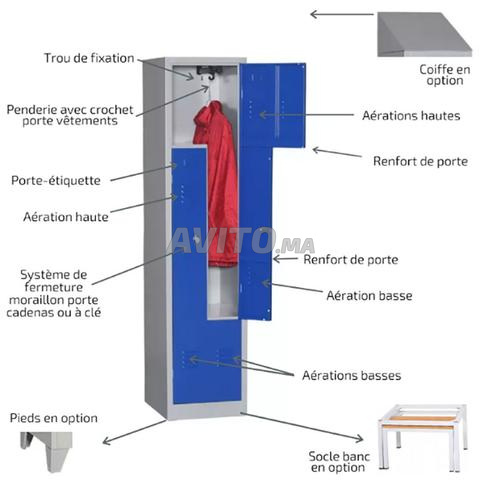 armoire monobloc 4portes\meuble vestiaire métall