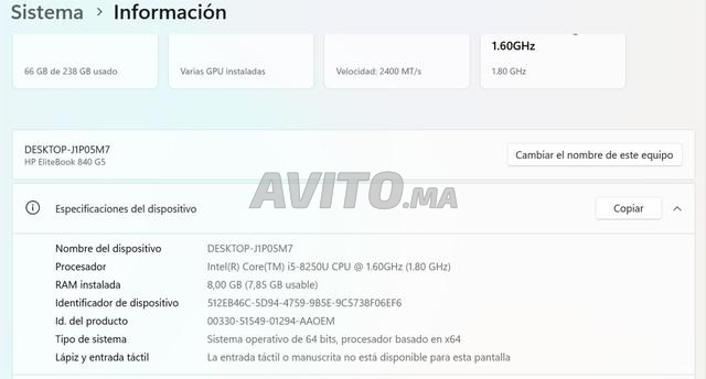 HP EliteBook 840 G5 i5 8eme, 8Ram, 256 Ssd