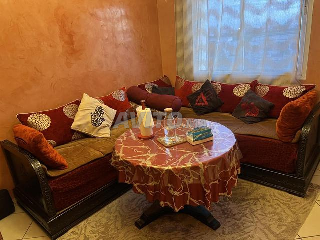 Salon marocain en bois massif en L