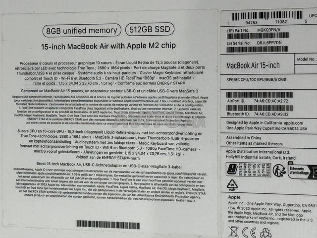 MacBook Air M2/M3/M4 Neuf Garantie Apple