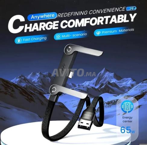 Câble de charge rapide 65W avec support intelligent pliable pour téléphone