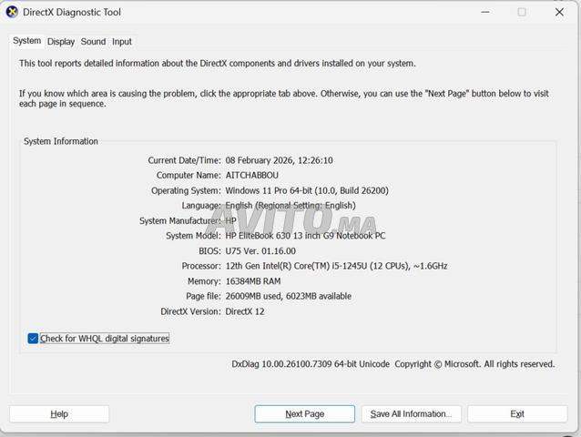 جهاز كمبيوتر hp EliteBook 630 i5 الجيل الثاني عشر - 2